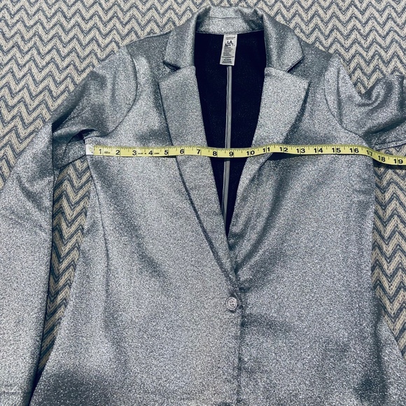 Weissman  Metallic Silver Dance Costume 2-Piece Suit (Blazer & Pants) - Picture 14 of 15